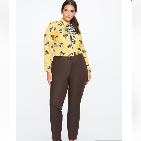COPY - Eloquii Brown Kady Fit Double-Weave Pant 18L - Picture 1 of 8
